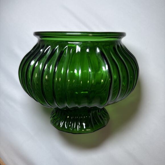 Vintage E O Brody Cleveland Ohio USA Emerald Green Glass Vase Planter 5" H G-105 - Picture 8 of 10